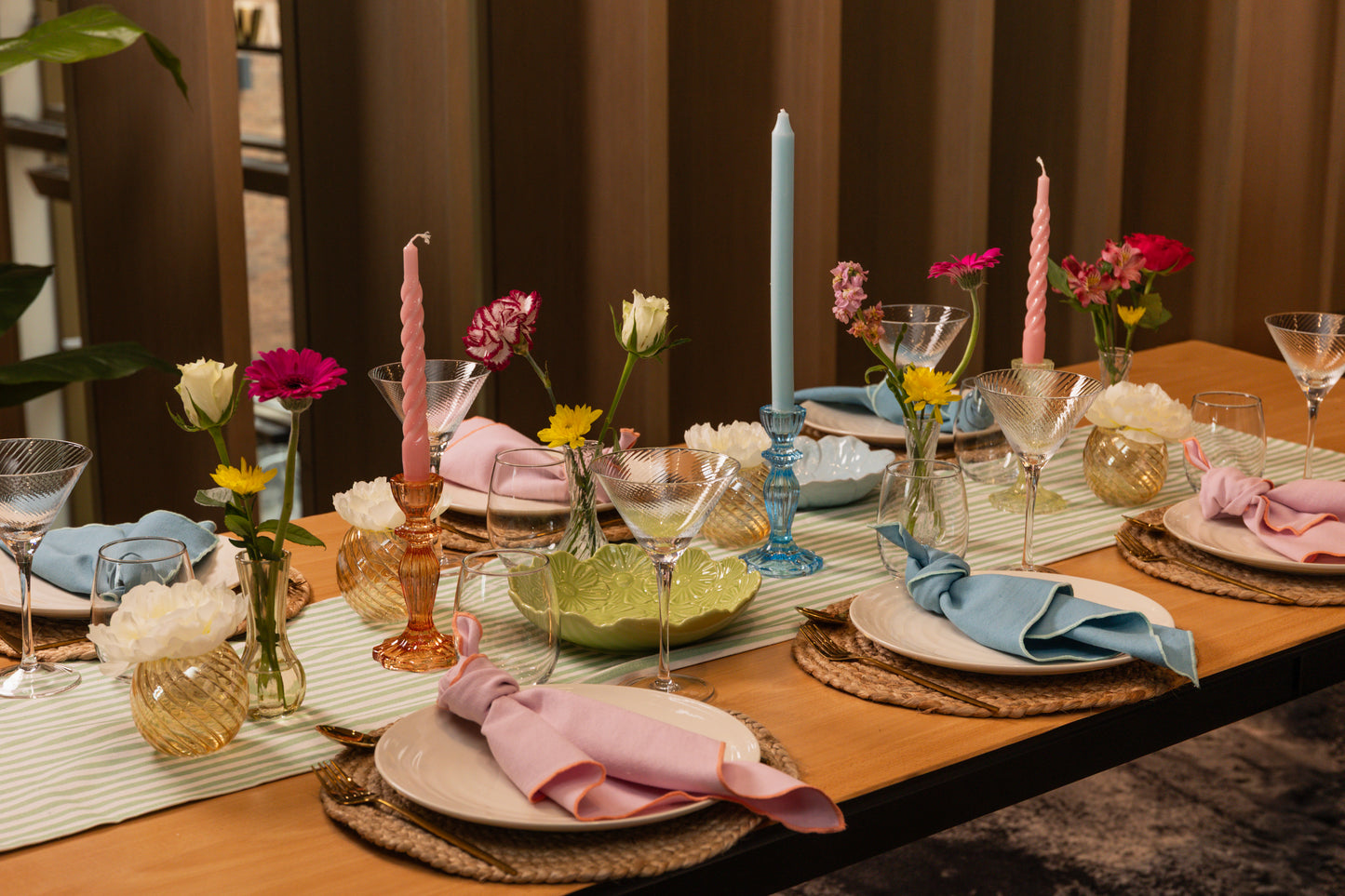 Lily Wide Stripe Table Runner - Orange