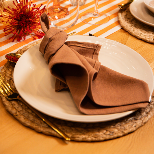Georgia Cotton Linen Napkins - Mocha Mousse • Set of 8