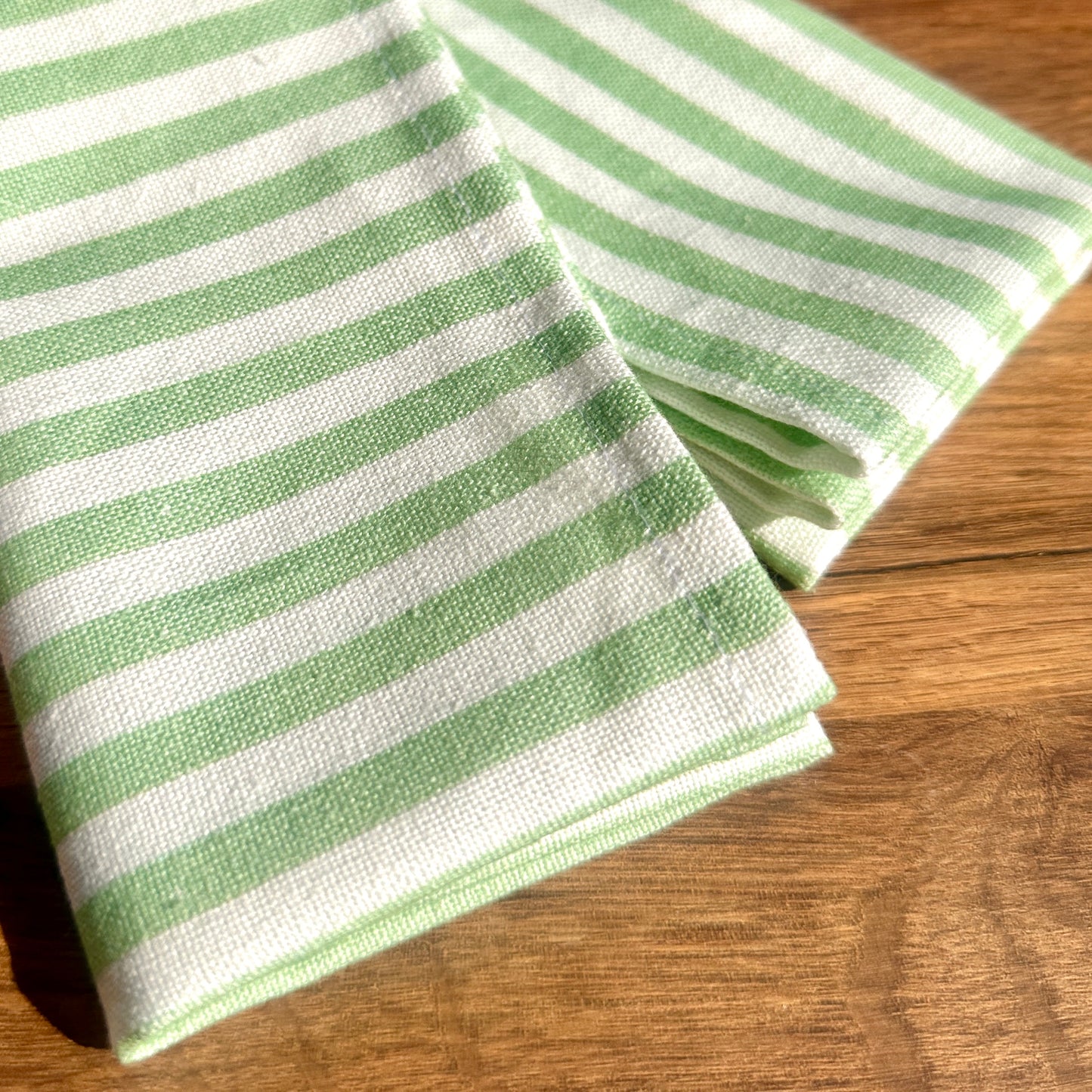 Georgia Seamed Stripe Napkins - Sage Green / Ivory • Set of 6