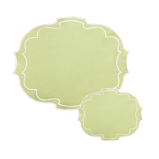 Taylor Embroidered Oval Placemats - Sage • Set of 4