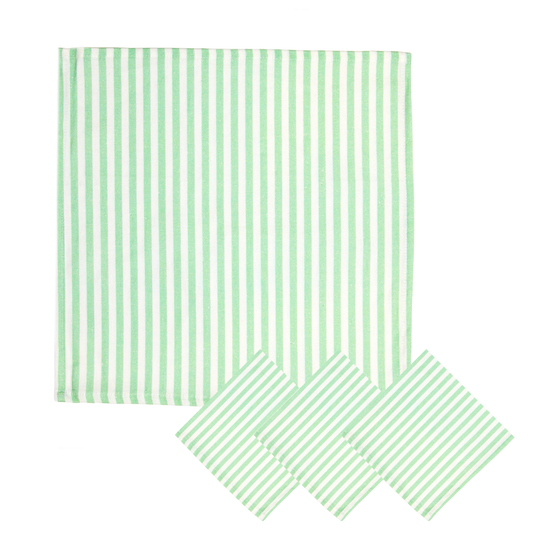 Georgia Seamed Stripe Napkins - Sage Green / Ivory • Set of 4