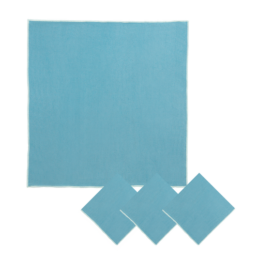 Tilly Square Cotton Linen Napkins - Blue • Set of 4