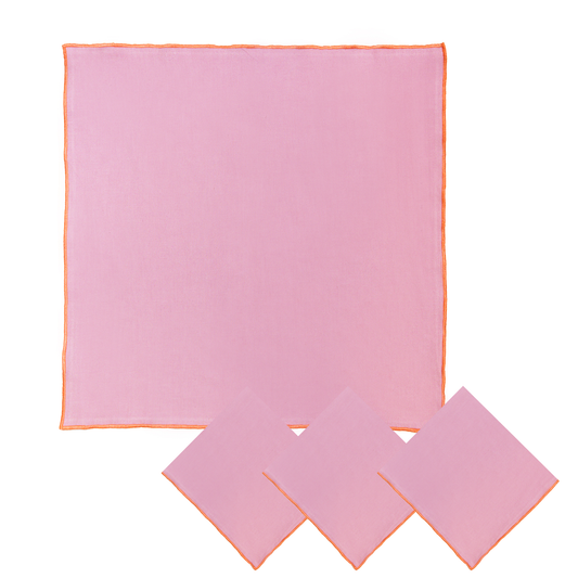 Tilly Cotton Linen Napkins - Lilac/Peach • Set of 4