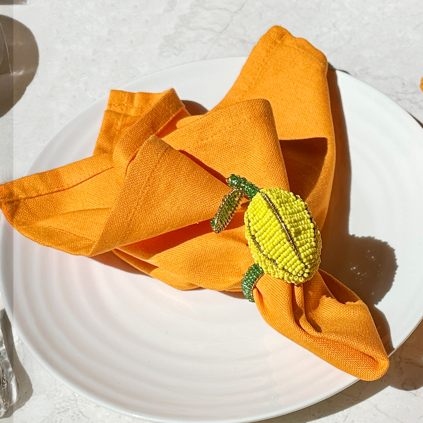Lemon Beaded Napkin Rings - Yellow • Set of 4