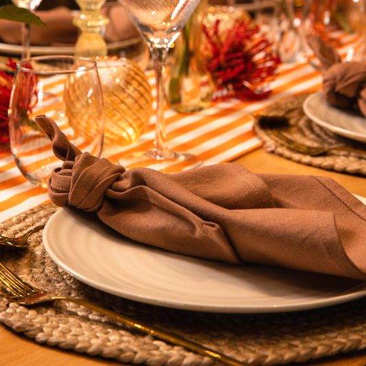 Georgia Cotton Linen Napkins - Mocha Mousse • Set of 6