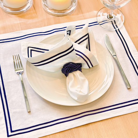 Margot Knot Napkin Rings - Navy • Set of 4