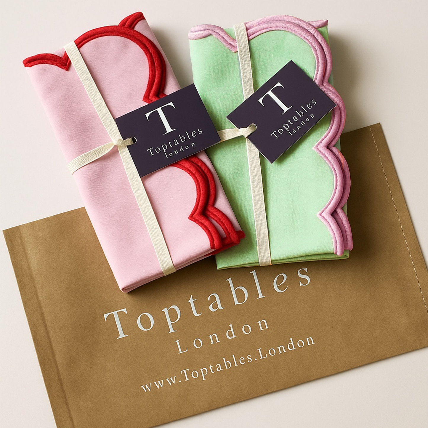 Isobel Scallop Napkins - Pink/ Red • Set of 6