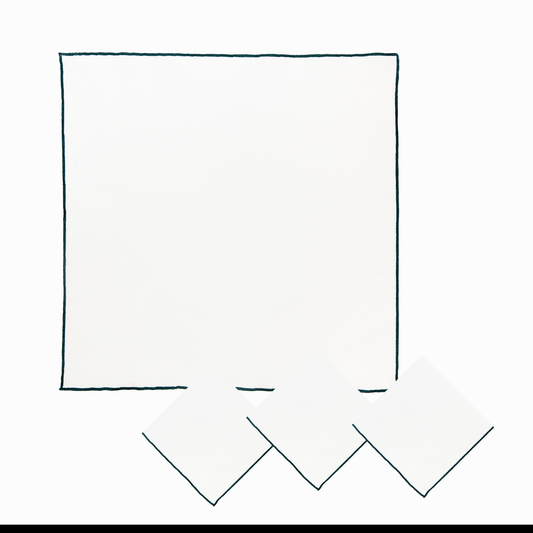 Tilly Cotton Linen Napkins - Ivory/Green • Set of 4