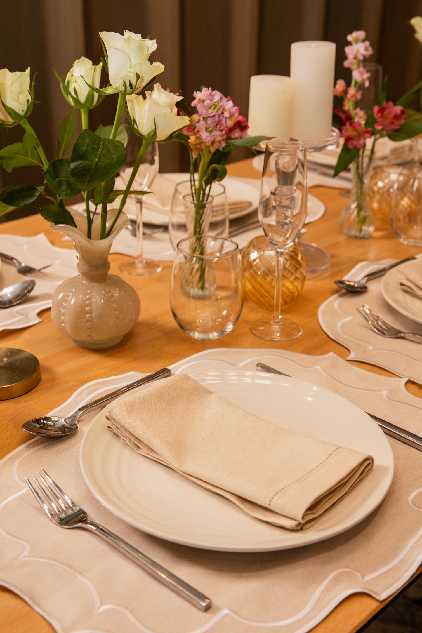 Taylor Embroidered Oval Placemats - Sage • Set of 2
