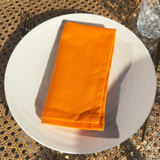 Georgia Square Linen Cotton Napkins - Orange • Set of 6