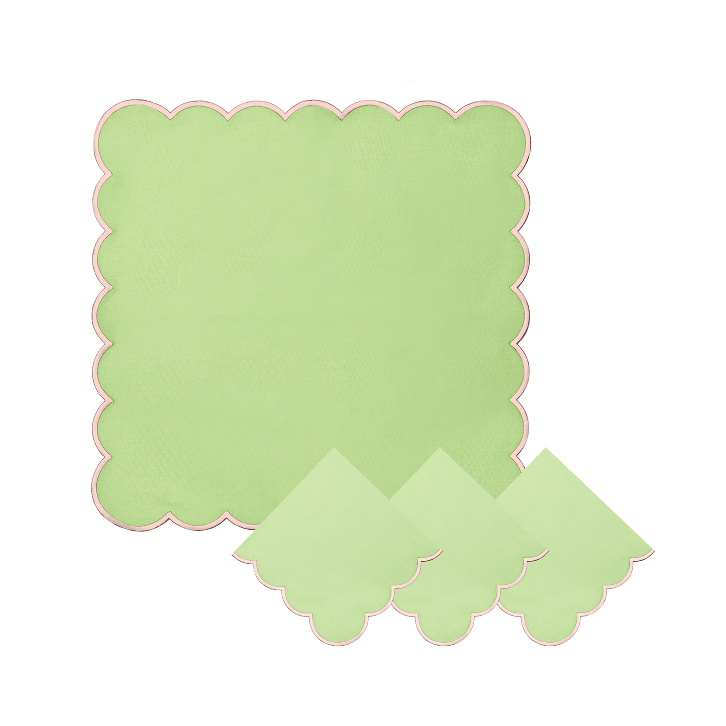 Isobel Cotton Scallop Napkins - Mint/Pink • Set of 6