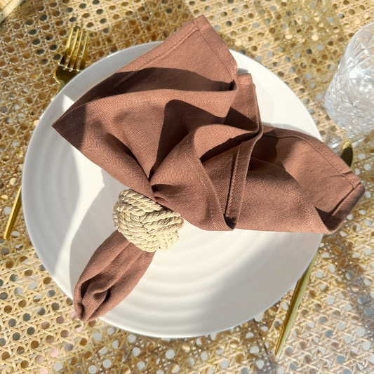 Georgia Cotton Linen Napkins - Mocha Mousse • Set of 8