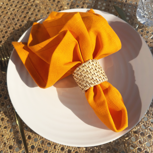 Georgia Square Linen Cotton Napkins - Orange • Set of 6