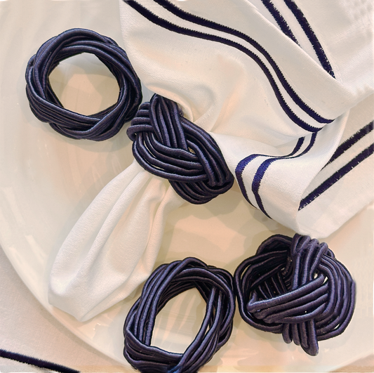 Margot Knot Napkin Rings - Navy • Set of 4
