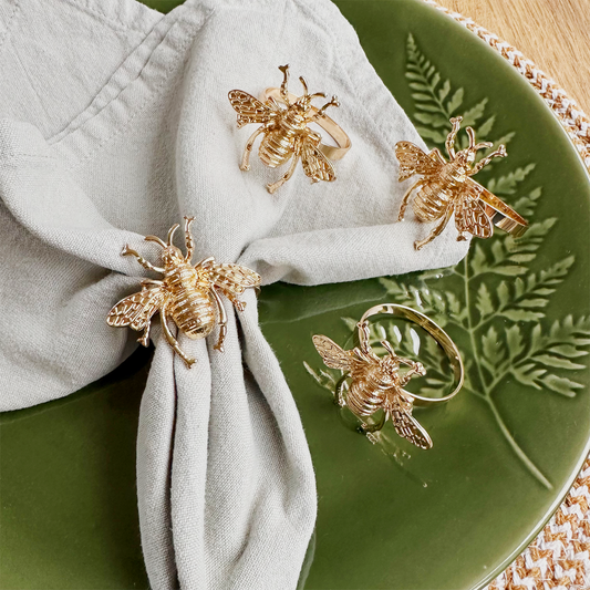 Jemima Bee Napkin Ring - Gold • Set of 4