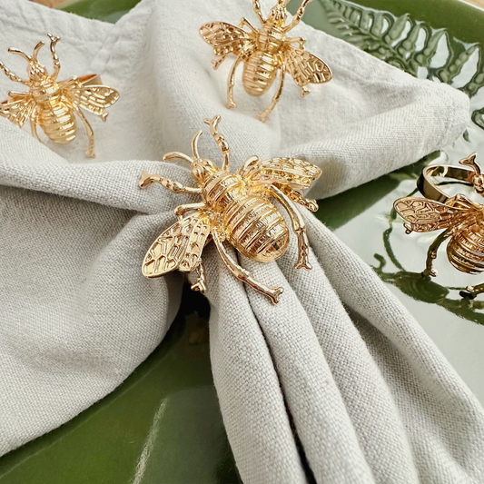 Jemima Bee Napkin Ring - Gold • Set of 4